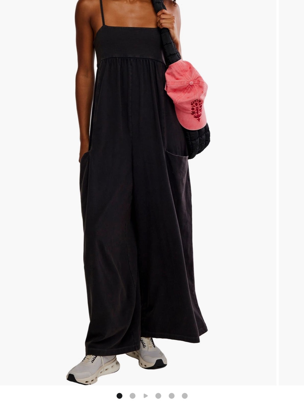Free People Black Wide-Leg Spaghetti-Strap Jumpsuit